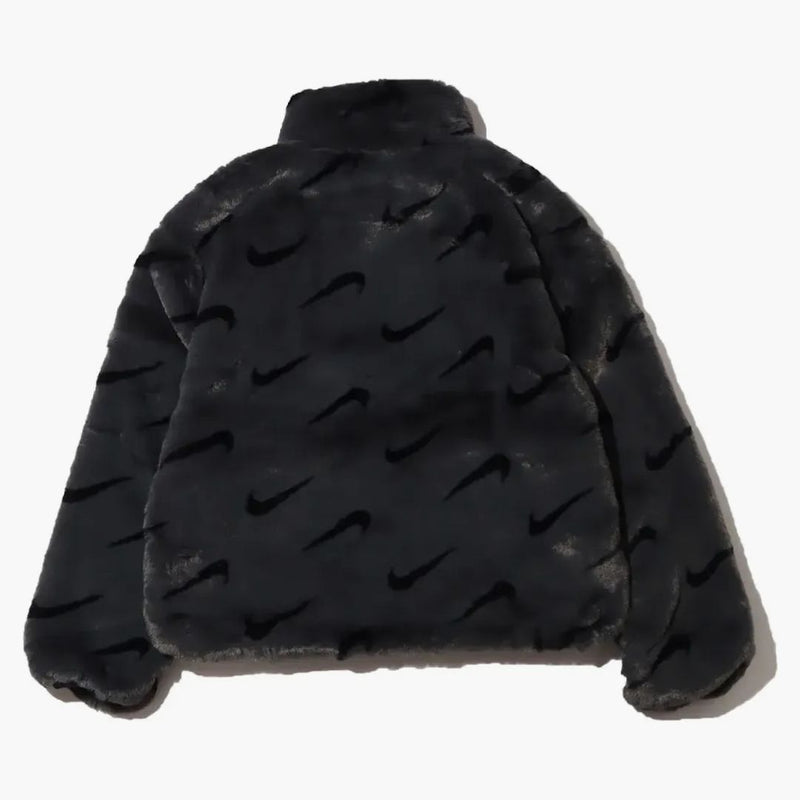 Nike Women's Printed Faux Fur Jacket (asia Sizing) Dark Smoke Grey