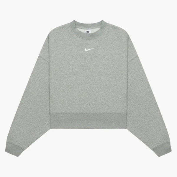 Nike Women's Small Swoosh Logo Plain Sweatshirt Grey