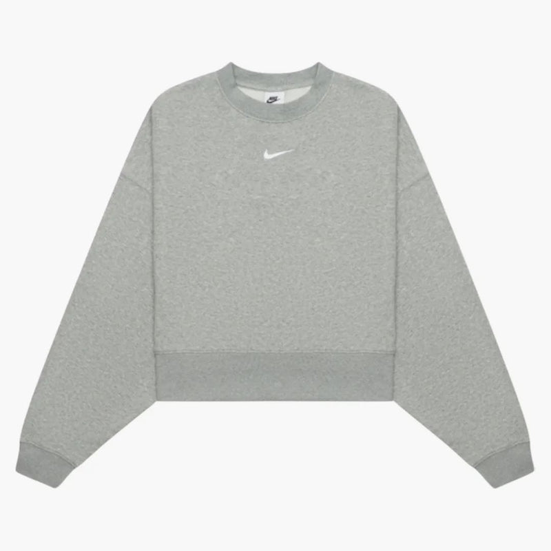 Nike Women's Small Swoosh Logo Plain Sweatshirt Grey