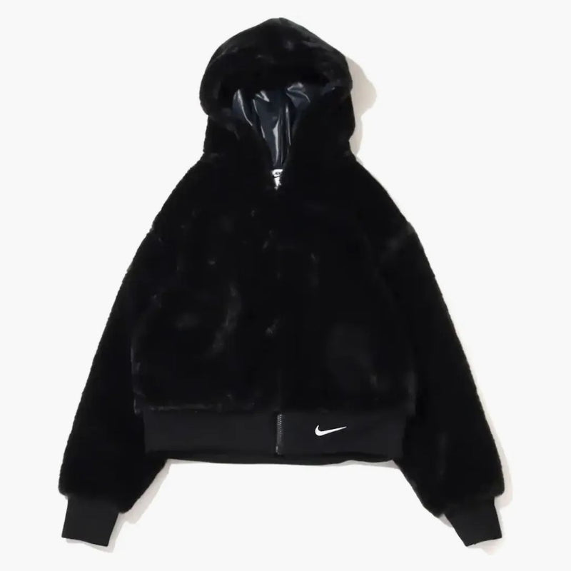 Nike Womens Sportswear Essential Faux Fur Jacket (asia Sizing) Black