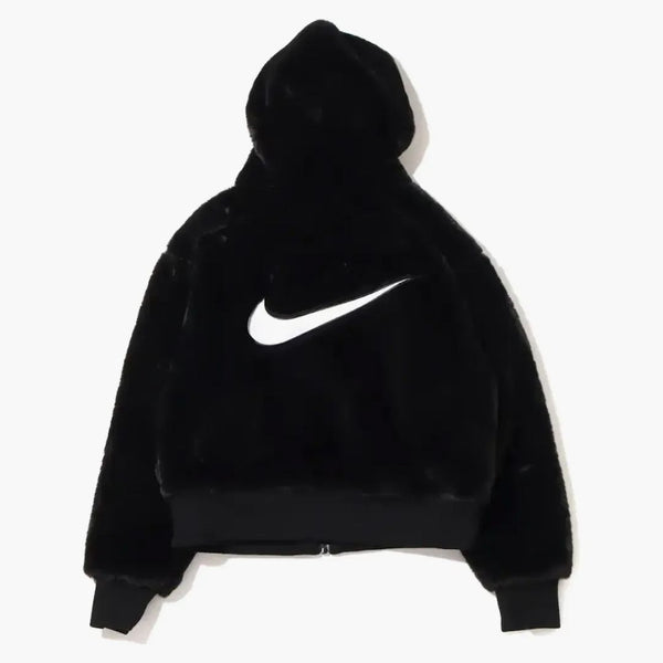 Nike Womens Sportswear Essential Faux Fur Jacket (asia Sizing) Black