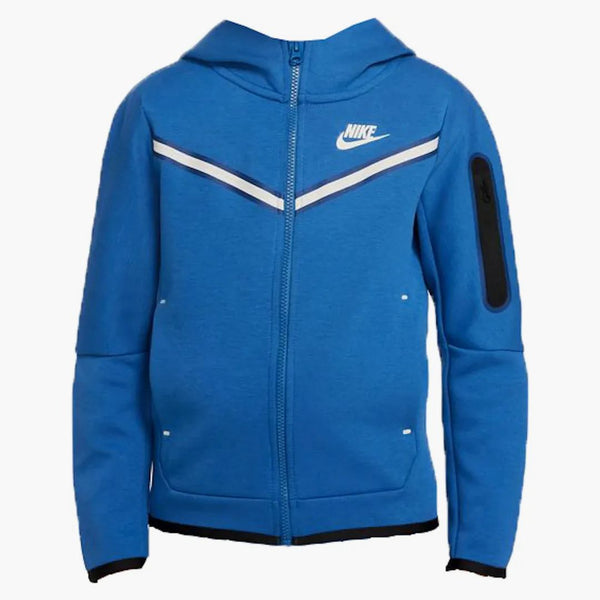 Nike Sportswear Kids' Tech Fleece Full-zip Hoodie Dark Marina Blue/light Bone