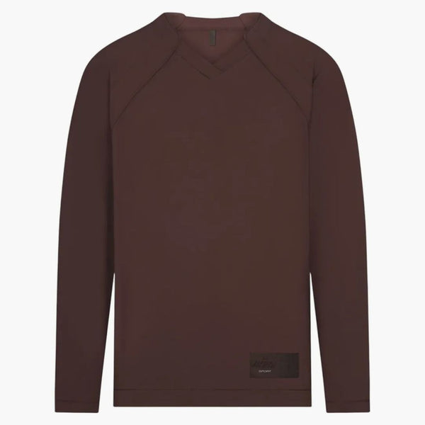 Nike X Skims Women's Airy V-neck Oversized Long Sleeve Top Dark Sepia