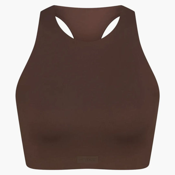 Nike X Skims Women's Matte High Neck Bra Dark Sepia