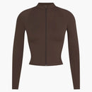 Nike X Skims Women's Matte Mock Neck Full Zip Jacket Dark Sepia