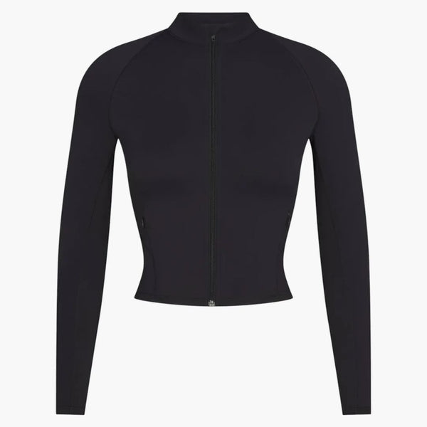 Nike X Skims Women's Matte Mock Neck Full Zip Jacket Obsidian