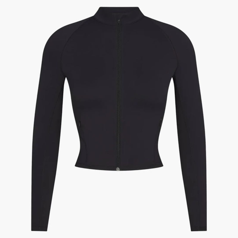 Nike X Skims Women's Matte Mock Neck Full Zip Jacket Obsidian