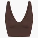 Nike X Skims Women's Matte V-neck Bra Top Dark Sepia