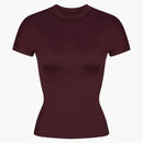 Nike X Skims Women's Shine Short Sleeve Mock Neck Top Currant