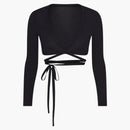 Nike X Skims Women's Weightless Layers Wrap Top Obsidian