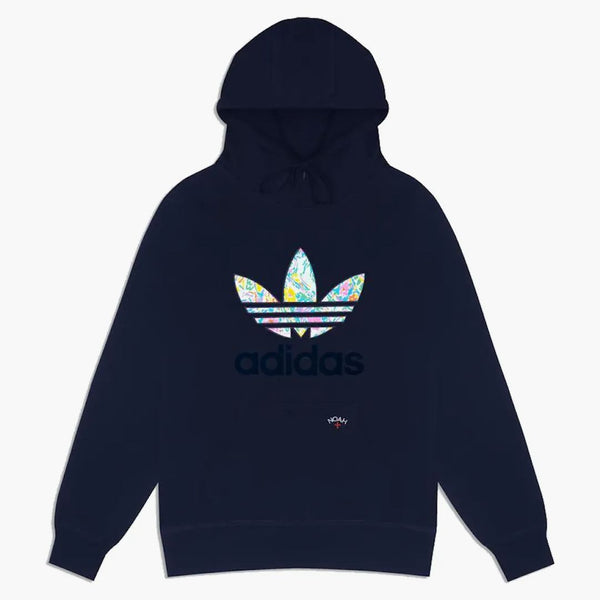 Noah X Adidas Floral Paisley Applique Hoodie Navy