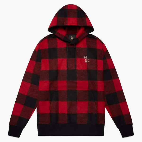 Ovo Buffalo Plaid Wool-blend Hoodie Red/black