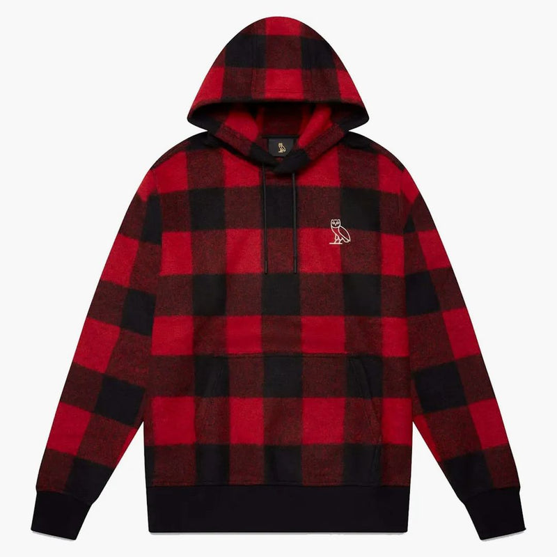 Ovo Buffalo Plaid Wool-blend Hoodie Red/black