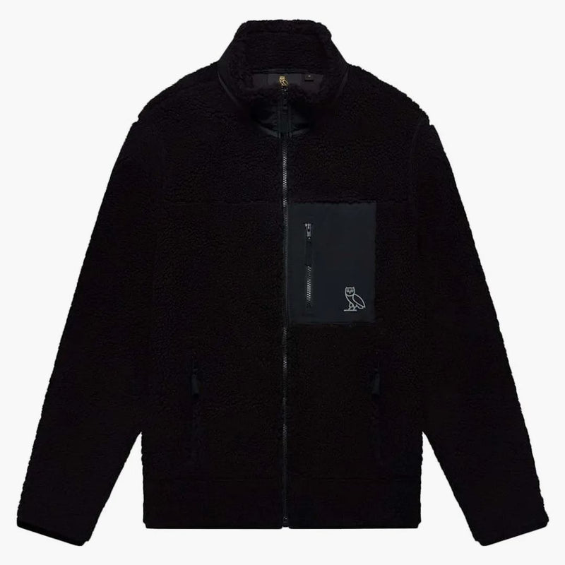 Ovo Deep Pile Sherpa Sherpa Fleece Giacca nera