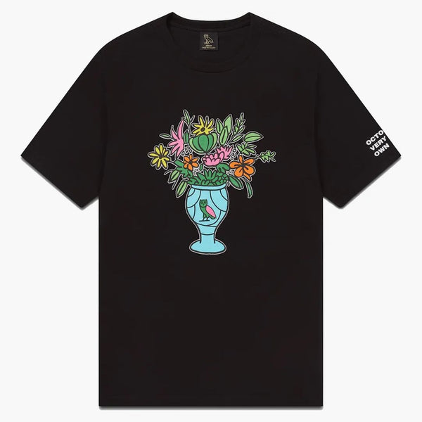 Ovo T-shirt di vaso floreale nero