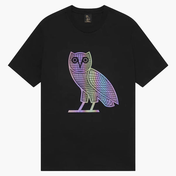 Ovo Iridident Grid Owl T-shirt nero