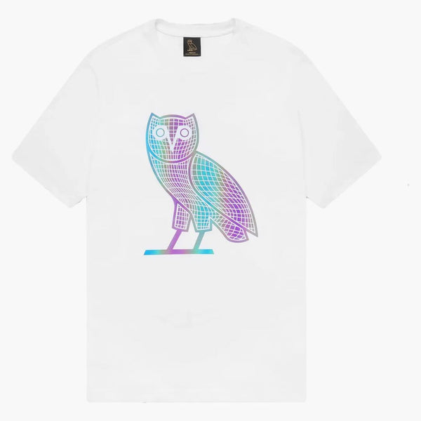 Ovo Iridident Grid Owl T-shirt bianco