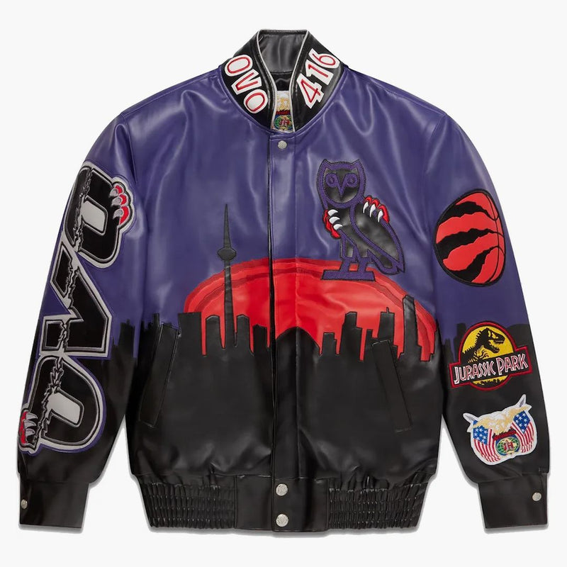 Ovo X Jeff Hamilton Jurassic Park Varsity Jacket Black