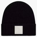 Ovo Leather Patch Beanie Black