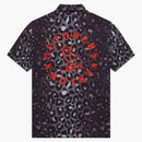 Ovo Leopard Print Camp Shirt Black