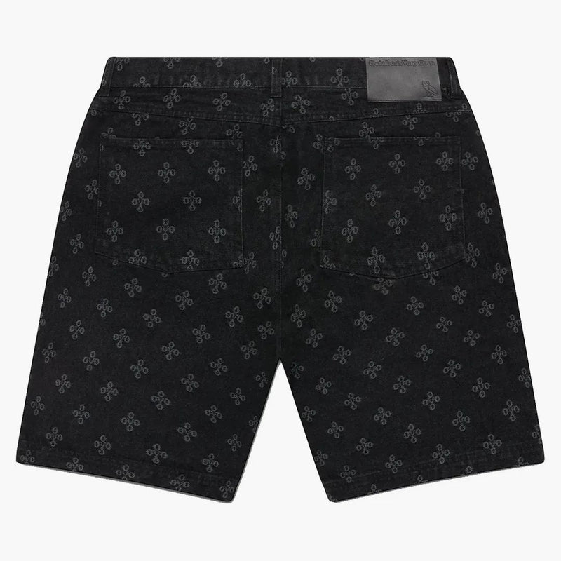 Ovo monogram denim kort tvättad svart