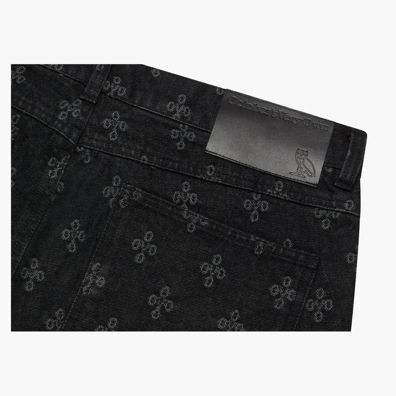 Ovo monogram denim kort tvättad svart