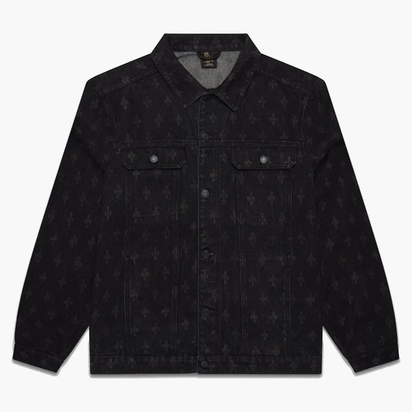 Giacca per camionista in denim monogramma ovo lavata nera