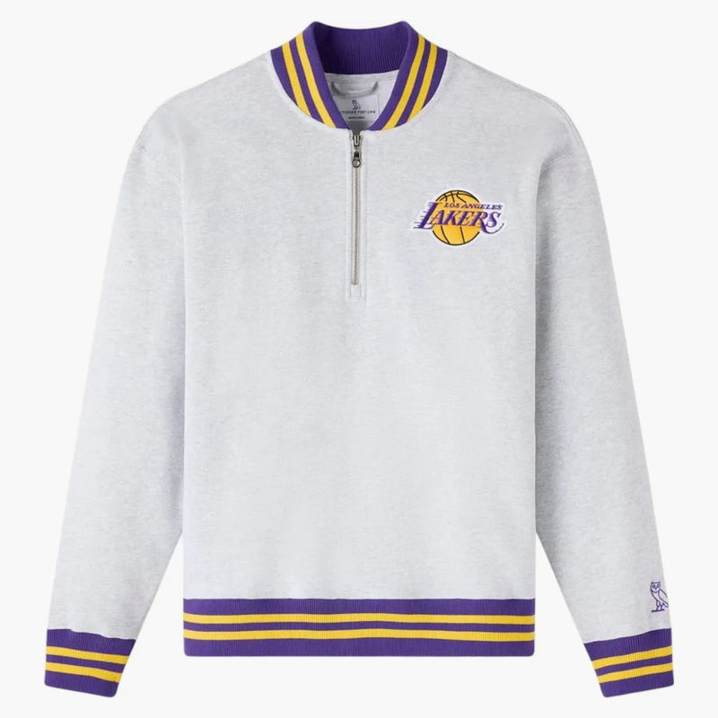 Ovo NBA Los Angeles Lakers Quarter Zip Mockneck Mikina Ash Heather Grey