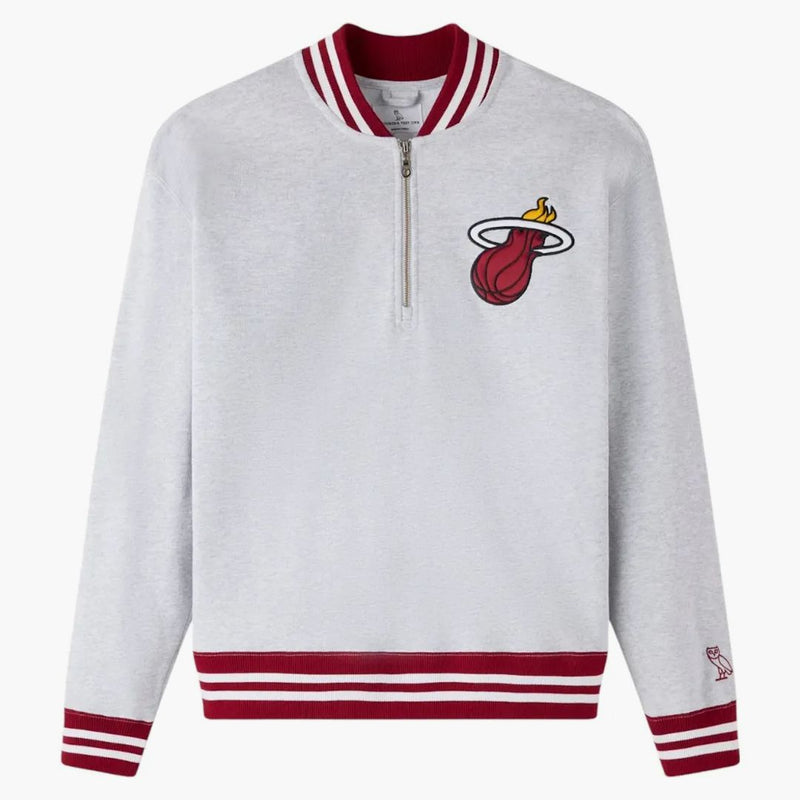 Ovo NBA Miami Heat Quarter-Provin čtvrtletí zip Mockneck Mikina Ash Heather Grey