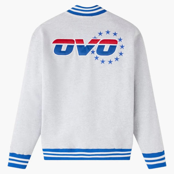 OVO NBA Philadelphia 76ers Quarter Zip Mockneck Sweatshirt Ash Heather Grey