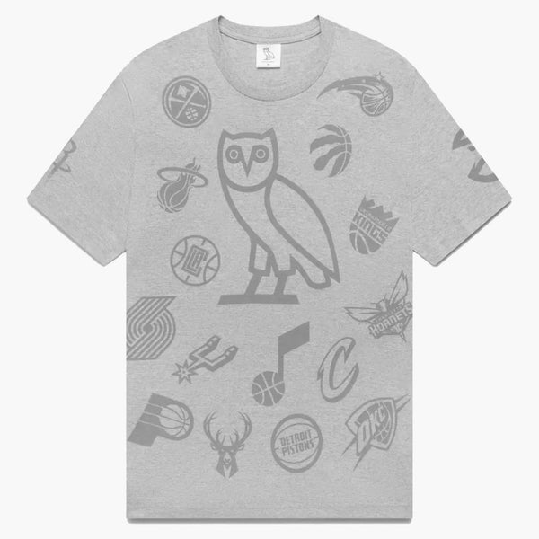 OVO NBA Team Icons Og Owl T-shirt Heather Grey