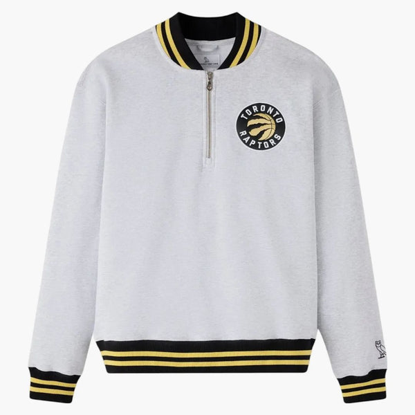 OVO NBA Toronto Raptors Quarter-Prov Quarter Zip Mockneck Sweatshirt Ash Heather Grey