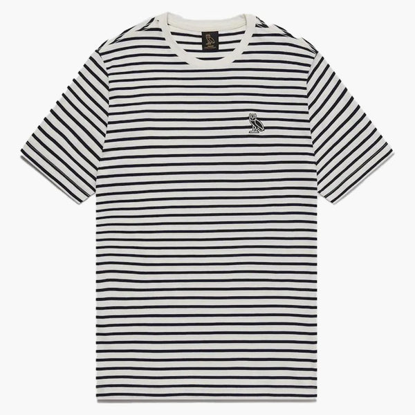 Ovo nautisk rand t-shirt marinblå