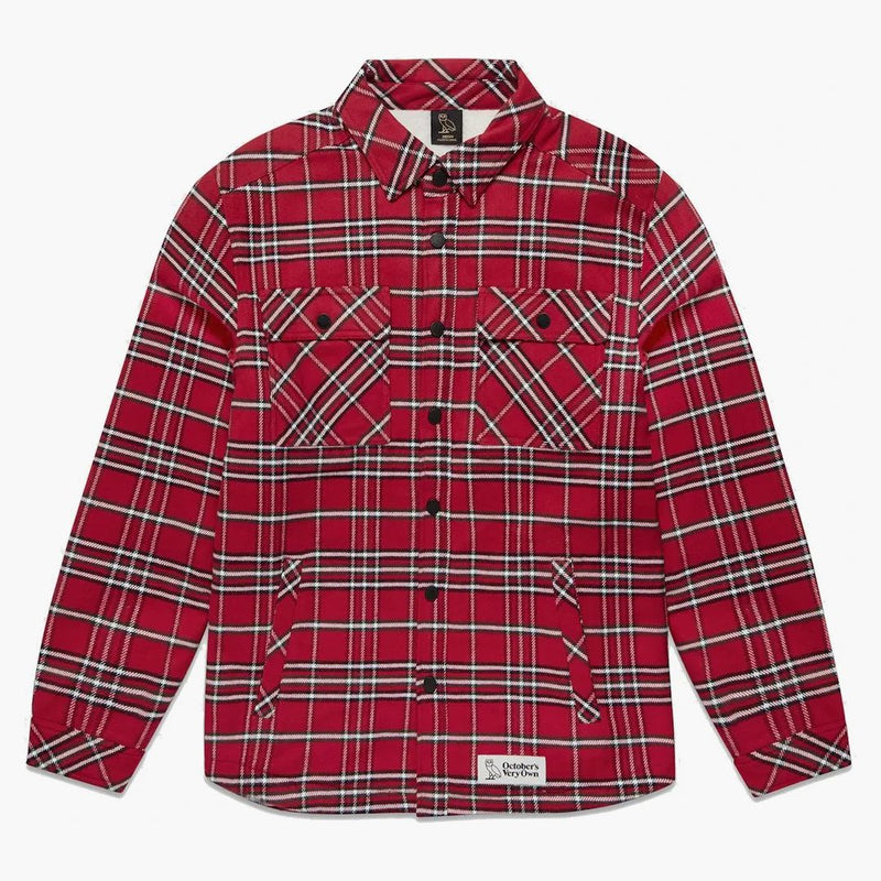 Ovo Sherpa Lined Flannel Jacket (FW21) Red
