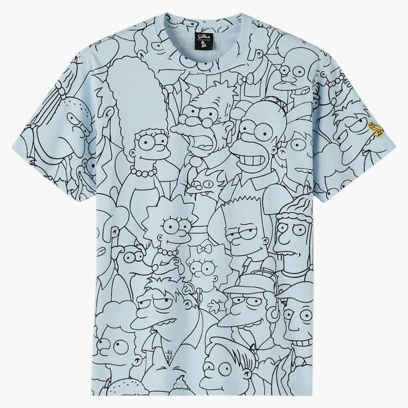 Ovo The Simpsons All Over Print T-shirt Light Blue/black