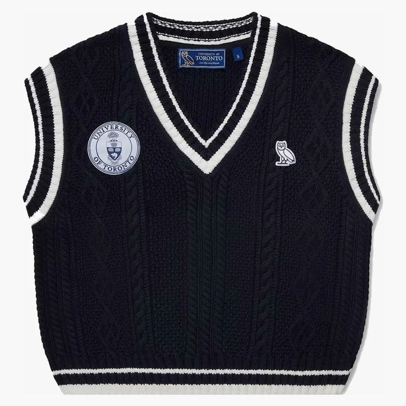 Ovo u of t womens cable knit sweater vest navy