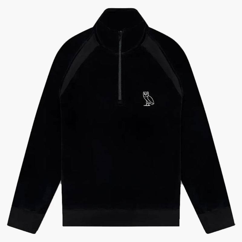 Ovo Velor Quarter Zip Sweatshirt Black