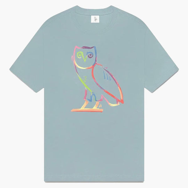 Ovo Watercolour OWL T-shirt Blue