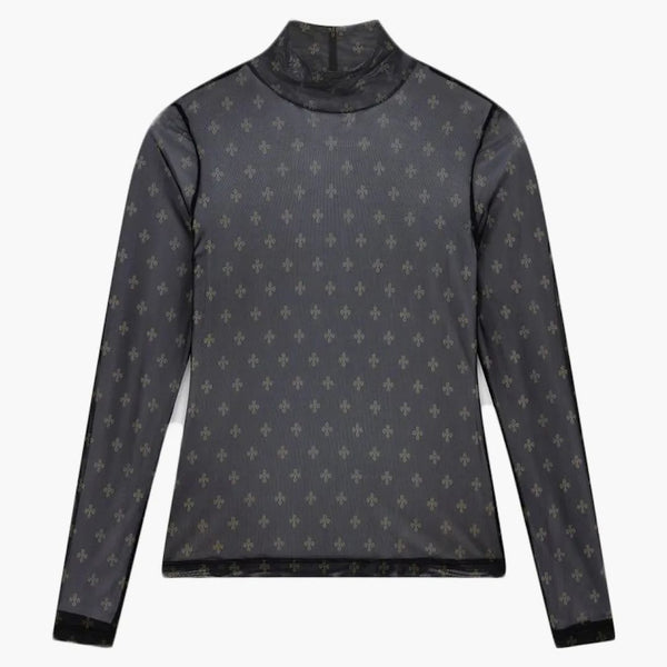 Ovo Womens Monogram Mock Neck Black