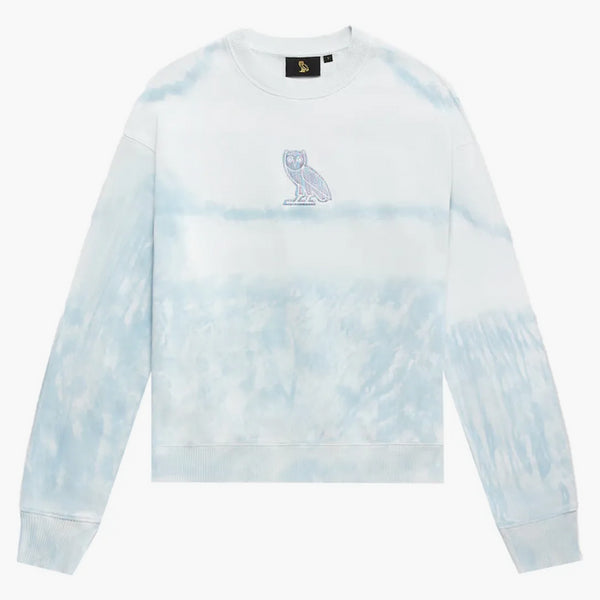 Ovo Women's Tie-Dye Owl Crewneck Sky Blue