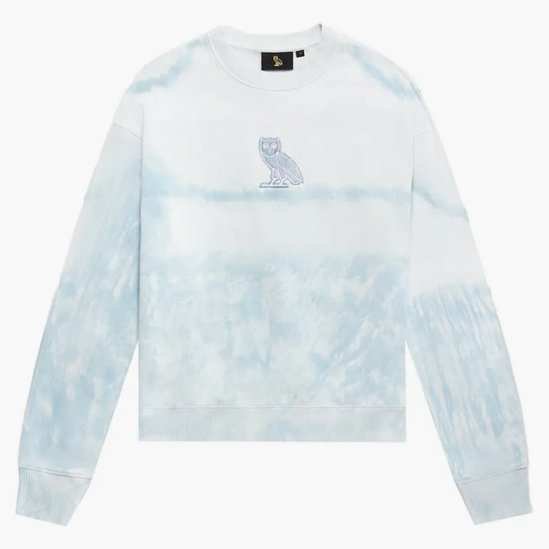 Ovo Women's Tie-Dye Owl Crewneck Sky Blue
