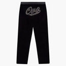 Ovo Women's Velour Crystal Owl Script Pants Black