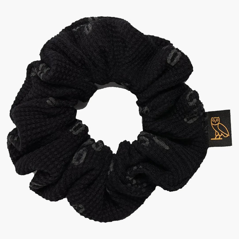 Ovo Womens Waffle Scrunchie Black