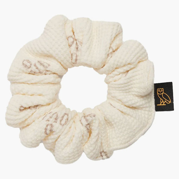 Ovo Womens Waffle Scrunchie Cream
