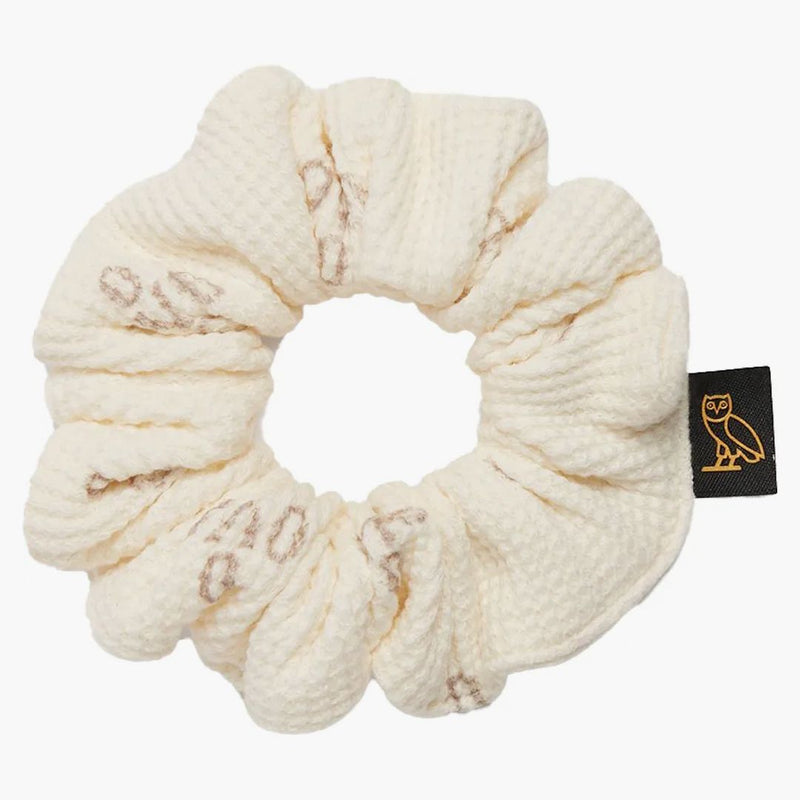 Ovo Womens Waffle Scrunchie Cream