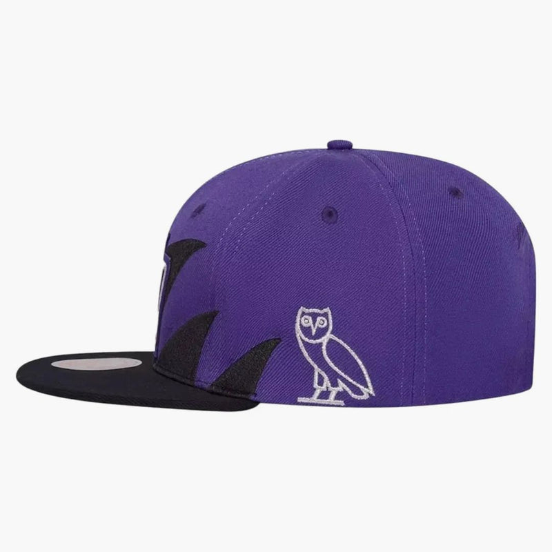 Ovo X Mitchell & Ness Toronto Raptors ’95 Draft Day Snapback has Black/Purple