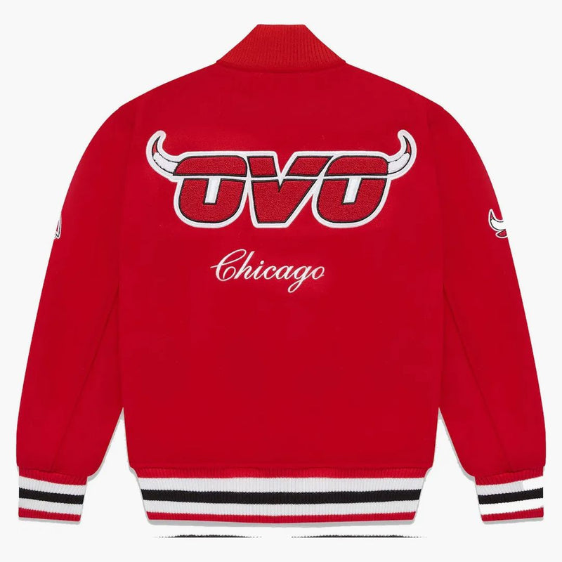 Ovo X NBA Bulls Varsity Jacket Red