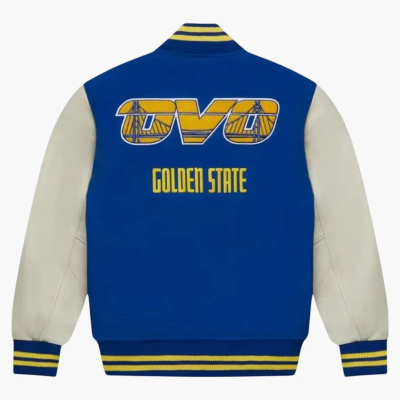 Ovo X NBA Golden State Warriors Versity Jacket Blue