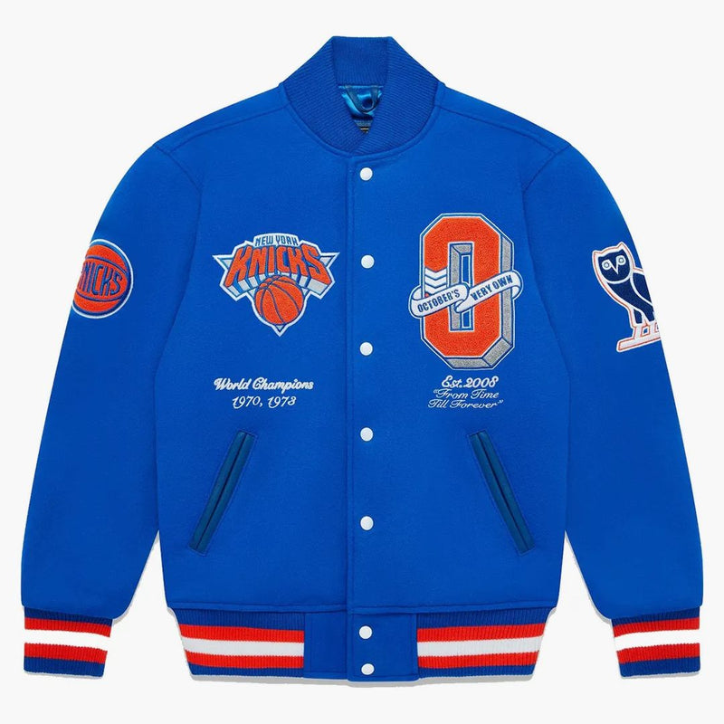 Ovo X NBA Knicks Varsity Jacket Blue