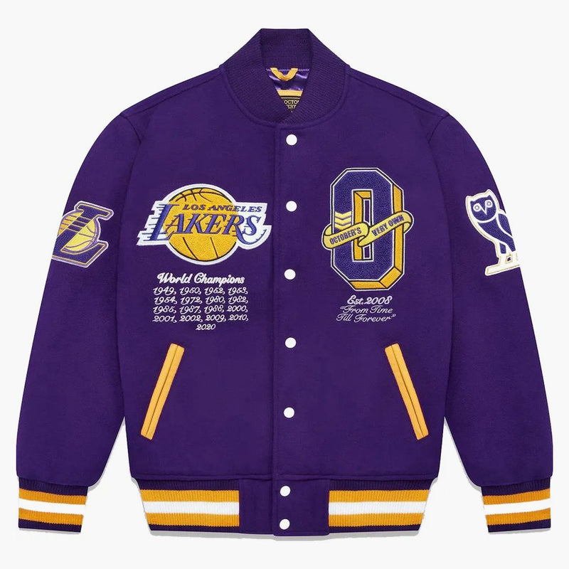 Ovo X NBA Lakers Varsity Jacket Purple